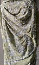 Load image into Gallery viewer, Women's Lakhnavi Handcrafted Pure Silk Georgette Chikankari Saree - HONC0284206