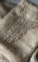 将图像加载到图库查看器中, Women's Lakhnavi Handcrafted Pure Organza Chikankari Unstitched Kurta And Dupatta Set- HONC0310711