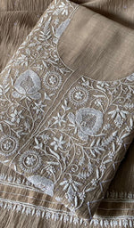 Load image into Gallery viewer, Women's Lakhnavi Handcrafted Unstitched Maheshwari Mul Chanderi Kurta And Dupatta Set - HONC0288968