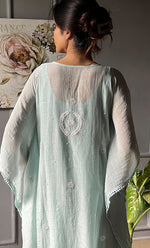 将图像加载到图库查看器中, Rabia Women's Lucknowi Handcrafted Mul chanderi Chikankari Kaftan - HONC0304373