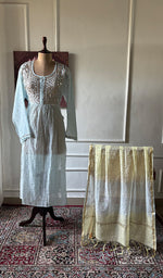 Load image into Gallery viewer, Women's Lakhnavi Handcrafted Mul Chanderi Semi - Stitchd Kurta And Dupatta Set - HONC0353140