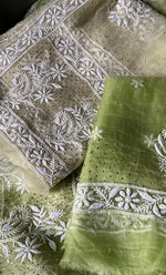 Load image into Gallery viewer, Women's Lakhnavi Handcrafted Bridal Pure Organza Silk  Chikankari Lehenga Set - HONC0294021