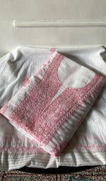 Load image into Gallery viewer, Women's Lakhnavi Handcrafted Chanderi Silk Unstitched Kurta And Dupatta Set - HONC0329228