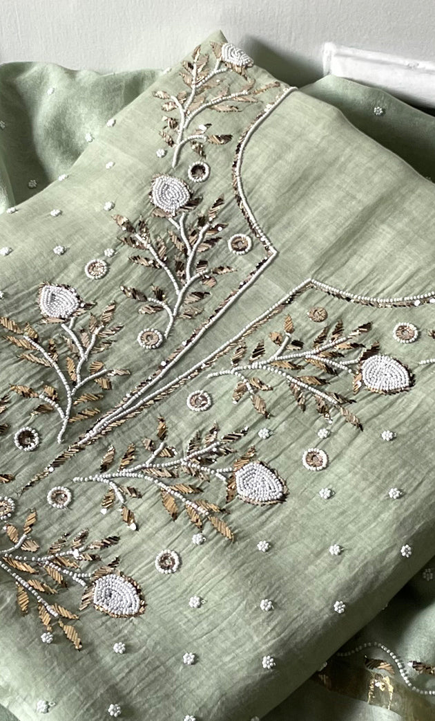 Women's Lakhnavi Handcrafted Unstitched Cotton Chikankari Suit Material - HONC0316588 main image 1