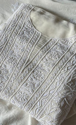 Load image into Gallery viewer, Women's Lakhnavi Handcrafted Pure Silk Georgette Chikankari Kurta And Dupatta Set- HONC0294503