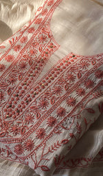 Load image into Gallery viewer, Women's Lakhnavi Handcrafted Maheshwari Mul Chanderi Unstitched Kurta And Dupatta Set - HONC0271870