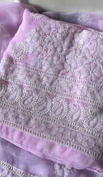Load image into Gallery viewer, Women's Lucknowi Handcrafted Faux-Georgette Chikankari Suit Material - HONC0274415