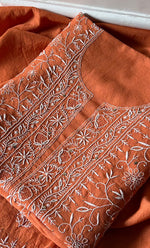 Load image into Gallery viewer, Women's Lakhnavi Handcrafted Maheshwari Mul Chanderi Kurta And Dupatta Set - HONC0275132