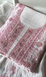 Load image into Gallery viewer, Women's Lakhnavi Handcrafted Maheshwari Mul Chanderi Unstitched Kurta And Dupatta Set- HONC0312961