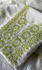 Load image into Gallery viewer, Women's Lakhnavi Handcrafted Mul Chanderi Unstitched Kurta And Dupatta Set - HONC0317069