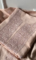 Load image into Gallery viewer, Women's Lakhnavi Handcrafted Chanderi Silk  Unstitched  Chikankari Kurta And Dupatta Set - HONC0290030