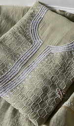 Load image into Gallery viewer, Haaniya Women's Lakhnavi Handcrafted Mul Chanderi Unstitched Kurta And Dupatta Set - HONC0965195