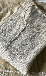 Load image into Gallery viewer, Izana Women's Lakhnavi Handcrafted Mul Chanderi Semi - stitched Chikankari Full Suit Material - HONC0333506
