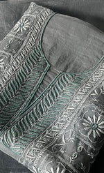 将图像加载到图库查看器中, Women's Lakhnavi Handcrafted Pure Organza Chikankari Unstitched Kurta And Dupatta Set- HONC0319972