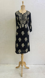 Load image into Gallery viewer, Women's Lucknowi Handcrafted Modal Cotton Chikankari Kurti - HONC0137408