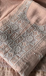 Load image into Gallery viewer, Women's Lakhnavi Handcrafted Mul Chanderi Unstitched Kurta And Dupatta Set- HONC0319474