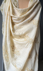 Load image into Gallery viewer, Women's Lakhnavi Handcrafted Tussar Silk Chikankari Saree - HONC0258441