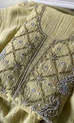 Load image into Gallery viewer, Women's Lakhnavi Handcrafted Mul Chanderi Unstitched Chikankari Full Suit Material - HONC0339575
