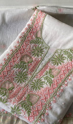 Load image into Gallery viewer, Women's Lakhnavi Handcrafted Mul Chanderi Unstitched Kurta And Dupatta Set - HONC0355680