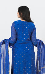 将图像加载到图库查看器中, Shanaya Women's Lakhnavi Handcrafted Mul Chanderi Chikankari Stitched Kurta, Dupatta And Pant Set - HONC0322417