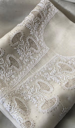 Load image into Gallery viewer, Women's Lakhnavi Handcrafted Pure Organza Chikankari Unstitched Kurta And Dupatta Set- HONC0359777