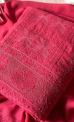 Load image into Gallery viewer, Women's Lakhnavi Handcrafted Viscose Georgette Chikankari Full Suit Material - HONC0299911
