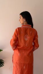 将图像加载到图库查看器中, Women's Lucknowi Handcrafted Mul Chanderi Stitched Chikankari Kurta And Plazzo Set- HONC0378824