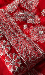 Load image into Gallery viewer, Women's Lakhnavi Handcrafted Unstitched Faux-Georgette Chikankari Suit Material - HONC0311928
