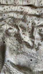 将图像加载到图库查看器中, Saima Women's Lakhnavi Handcrafted Pure Silk Georgette Chikankari  Kurti Fabric - HONC0229271