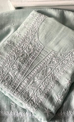 将图像加载到图库查看器中, Women's Lakhnavi Handcrafted Unstitched Mul Chanderi Kurta And Dupatta Set - HONC0329040