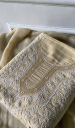 Load image into Gallery viewer, Women's Lakhnavi Handcrafted Cotton Unstitched Chikankari Suit Material - HONC0367380