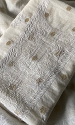 将图像加载到图库查看器中, Women's Lakhnavi Handcrafted Unstitchd Mul Chanderi Kurta And Dupatta Set - HONC0341045