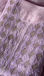 Load image into Gallery viewer, Sneha Women's Lakhnavi Handcrafted Pure Organza Chikankari Unstitched Kurta And Dupatta Set- HONC0351776
