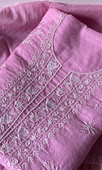 将图像加载到图库查看器中, Women's Lakhnavi Handcrafted Mul Chanderi Unstitched Chikankari Full Suit Material - HONC0328324