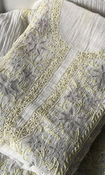 Load image into Gallery viewer, Saanvi Women's Lakhnavi Handcrafted Mul Chanderi Unstitched Kurta And Dupatta Set- HONC0337743