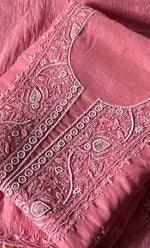Load image into Gallery viewer, Women's Lakhnavi Handcrafted Mul Chanderi Unstitched Chikankari Full Suit Material - HONC0295753