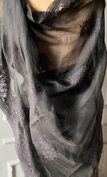 Load image into Gallery viewer, Women's Lucknowi Handcrafted Pure Organza Silk Chikankari Saree - HONC0236358