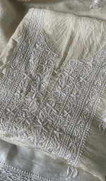 将图像加载到图库查看器中, Women's Lakhnavi Handcrafted Tussar Silk Chikankari Kurta And Dupatta Set - HONC0262816
