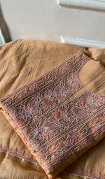 将图像加载到图库查看器中, Women's Lakhnavi Handcrafted Mul Chanderi Unstitched Chikankari Full Suit - HONC0343187