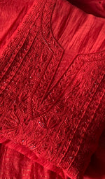 Load image into Gallery viewer, Women's Lakhnavi Handcrafted Mul Chanderi Unstitched Chikankari Full Suit - HONC0344342