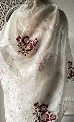 Load image into Gallery viewer, Women's Lucknowi Handcrafted Pure Organza Silk Chikankari Saree - HONC0329244