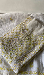 Load image into Gallery viewer, Saziya Women's Lakhnavi Handcrafted Mul Chanderi Semi - Stitched Kurta And Dupatta Set - HONC0346168