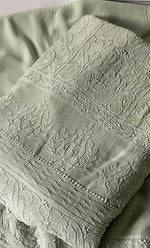 将图像加载到图库查看器中, Women's Lakhnavi Handcrafted Viscose Georgette Unstitched Chikankari Full Suit Material - HONC0319627