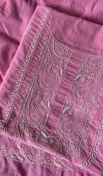Load image into Gallery viewer, Women's Lakhnavi Handcrafted Pure Cotton Unstitched Kurta And Dupatta Set - HONC0185419