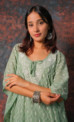 Load image into Gallery viewer, Rabia Women's Lucknowi Handcrafted Mul chanderi Chikankari Kaftan - HONC0313259