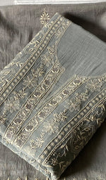 将图像加载到图库查看器中, Women's Lakhnavi Handcrafted Mul Chanderi Unstitched Chikankari Full Suit - HONC0353415