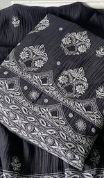 Load image into Gallery viewer, Women's Lakhnavi Handcrafted Mul Chanderi Unstitched Chikankari Full Suit Material - HONC0374241