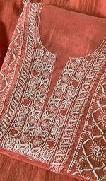 将图像加载到图库查看器中, Women's Lakhnavi Handcrafted Mul Chanderi Kurta And Dupatta Set - HONC0199241