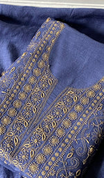 Load image into Gallery viewer, Women's Lakhnavi Handcrafted Unstitched Munga Silk Chikankari Kurta And Dupatta Set- HONC0357039