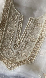 Load image into Gallery viewer, Women's Lakhnavi Handcrafted Pure Organza Chikankari Unstitched Kurta And Dupatta Set- HONC0348021